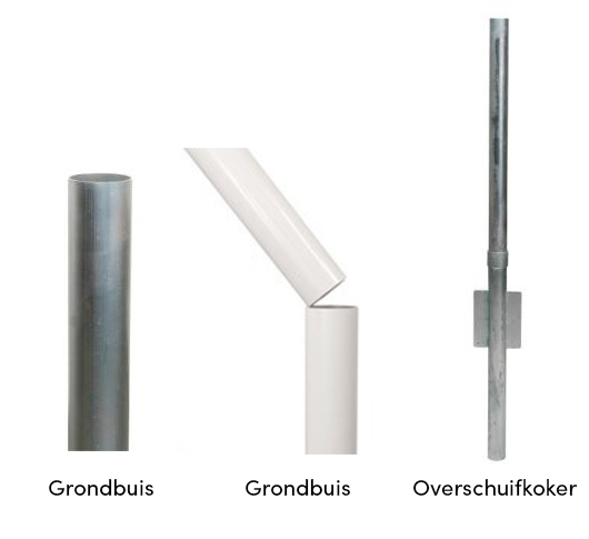 Grondbuis, overschuifkoker, autostandaard voor vlaggenmast